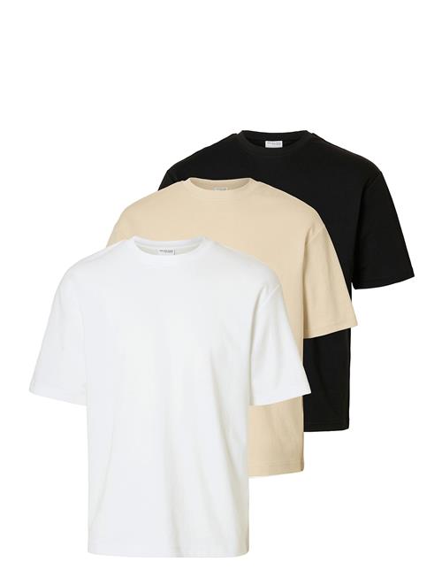 Slhlooseoscar Ss O-Neck Tee 3 Pack Selected White