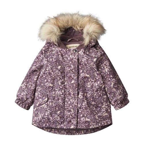 Wheat Mathilde Tech Blomstret Babyjakke Purple Tulips | Lilla | 92 cm