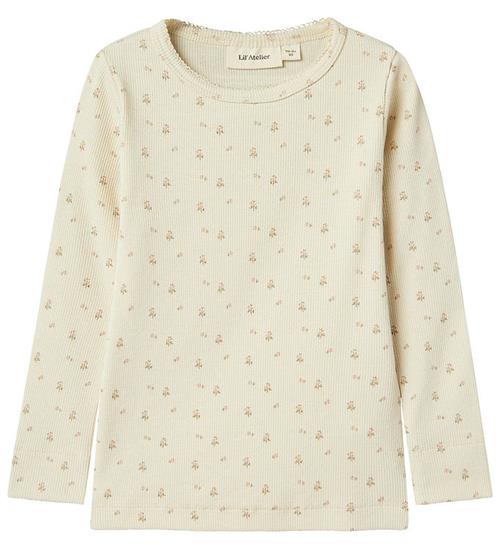 Lil Atelier Lil' Atelier Bluse - Rib - NmfGago - Turtledove/FLOWER