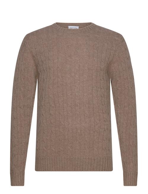 Davida Cashmere Man O-Neck Cable Sweater Davida Cashmere Brown