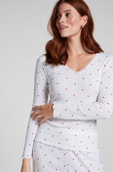 Hunkemöller Pyjamastop Pointelle hvid