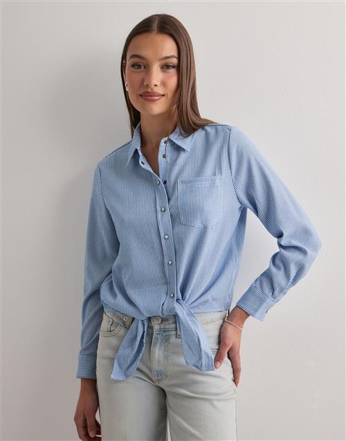 Only - Blå - Onllecey Ls Knot Shirt Noos Wvn