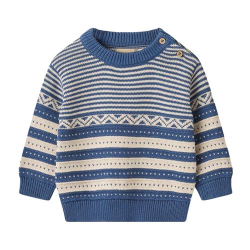 Wheat GOTS Janus Strikket Baby Sweater Deep Ocean | Blå | 74 cm