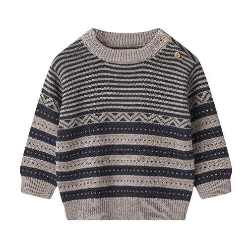 Wheat GOTS Janus Strikket Baby Sweater Navyblå | Marine blå | 68 cm