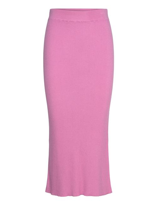 Davida Cashmere Fine Knit Rib Skirt Davida Cashmere Pink