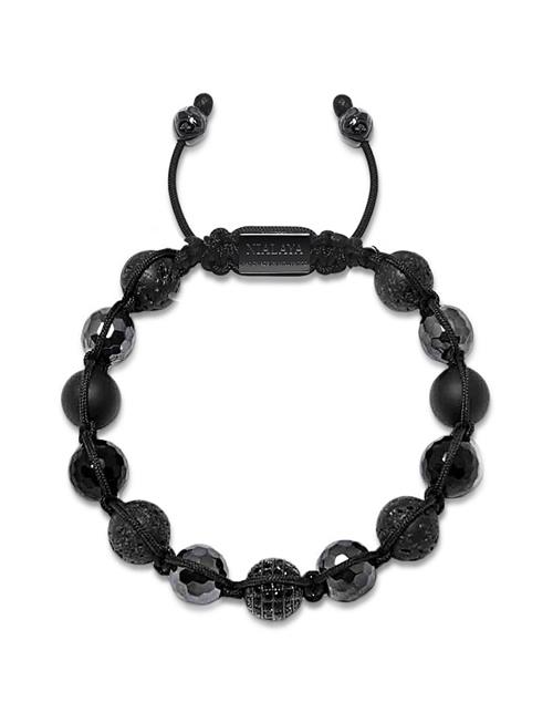 Men's Beaded Bracelet With Black Cz Diamond, Lava St , Mat Nialaya Black