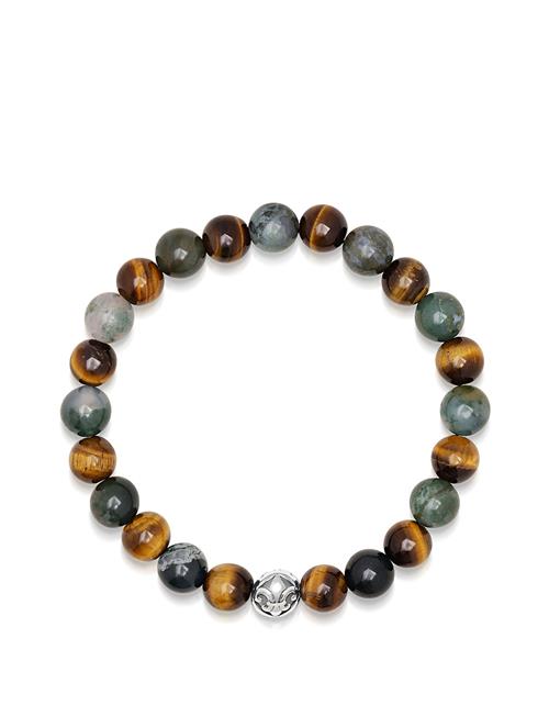 Men's Wristband With Aquatic Agate, Brown Tiger Eye And Silv Nialaya Brown