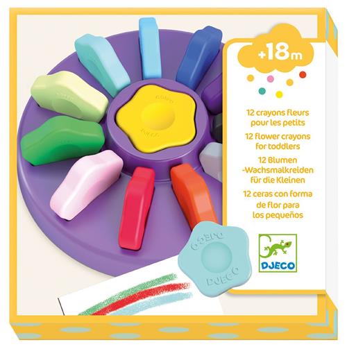 Djeco 12-Pack Flower Vokskridter | Gul | 0-3