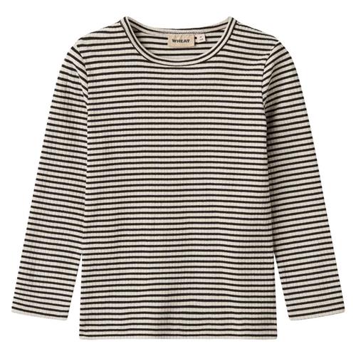 Wheat T-shirt L/S Stig Sort Stribet | Sort | 122 cm