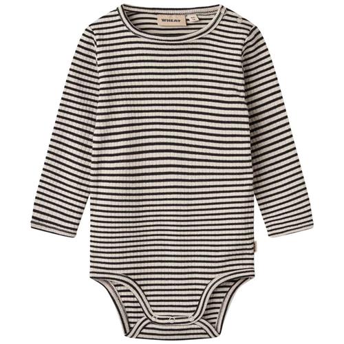 Wheat GOTS Berti Stribet Babybody Sort | Sort | 68 cm