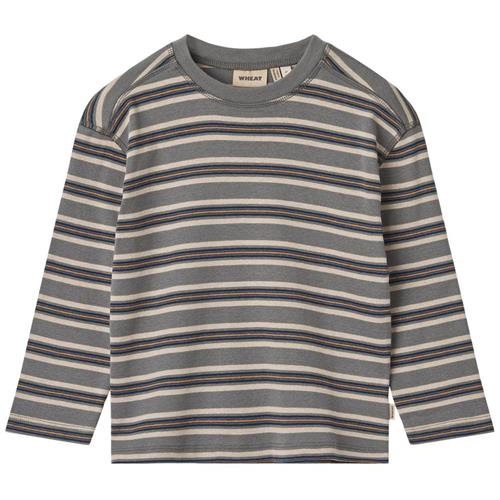 Wheat T-shirt L/S Hans Stormy Blue Stripe | Blå | 128 cm