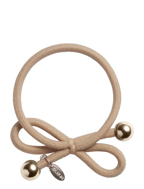 Hair Tie With Gold Bead - Beige Ia Bon Beige