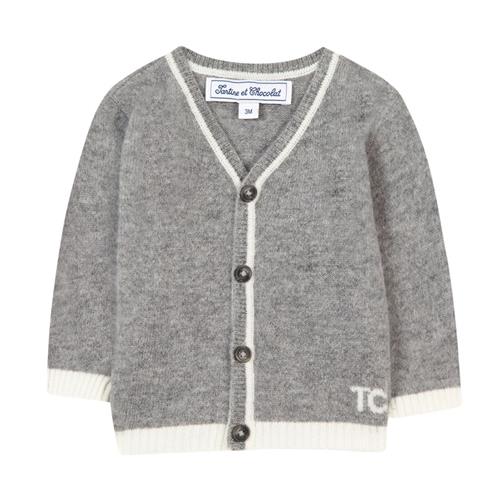 Tartine et Chocolat Cardigan i kashmir, grå 18 months  Grå  18 måneder  mand