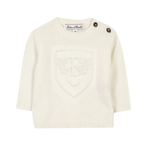 Tartine et Chocolat Perlestrik-sweater i cremefarvet uldblanding |  | 2 years