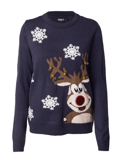 ONLY Pullover 'ONLXMAS BELL'  beige / natblå / brun / hvid