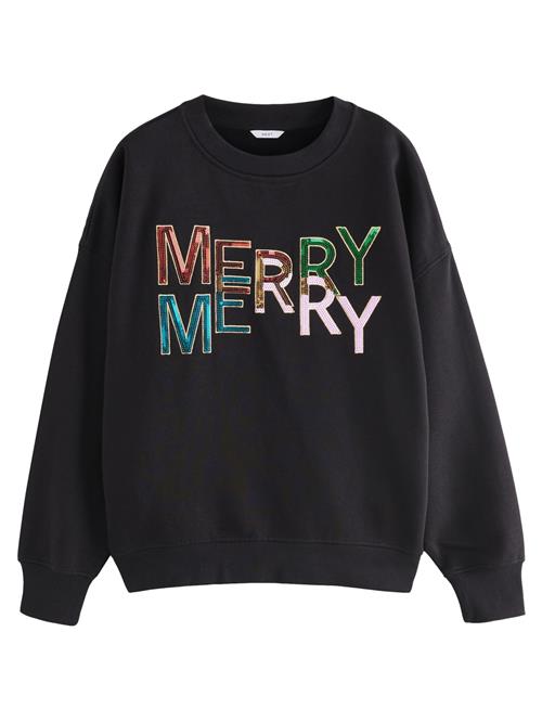 Next Sweatshirt 'Merry Merry'  azur / grøn / rød / sort