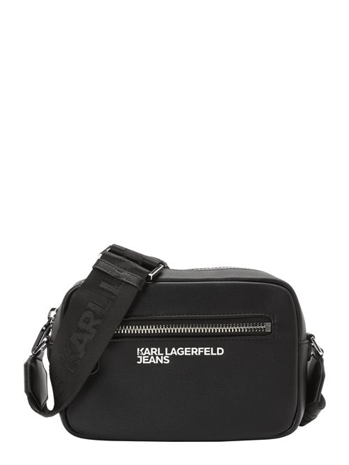 KARL LAGERFELD JEANS Skuldertaske 'ESSENTIAL'  sort / sølv