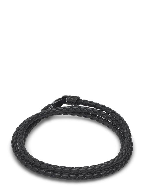 Nialaya Men's Black Wrap-Around Leather Bracelet Nialaya Black