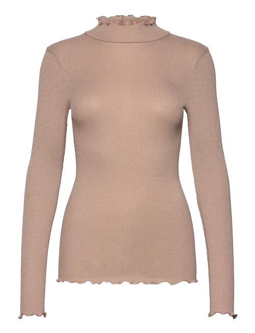 Rwboston Lurex Ls T-Neck T-Shirt Rosemunde Beige