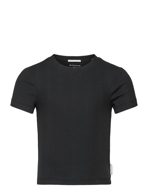 Cropped Rib T-Shirt Tom Tailor Black