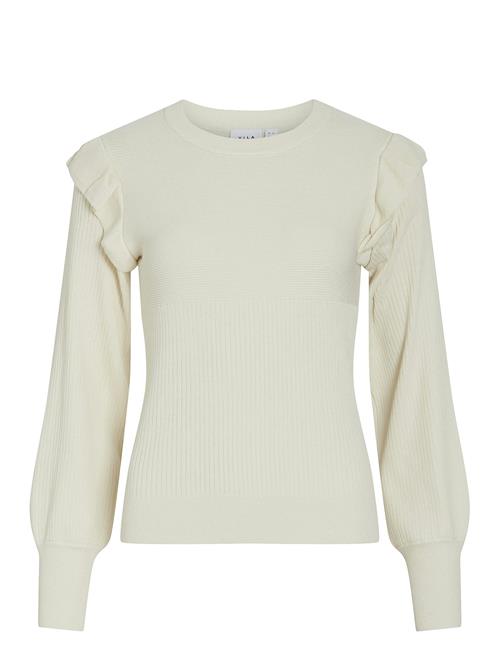 Vineira O-Neck L/S Rib Knit Top - Noos Vila White