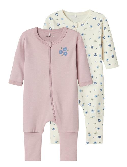 Nbfnightsuit 2P Zip Ff Jet Flower Noos Name It White
