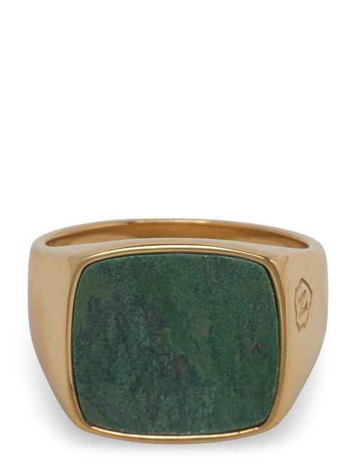 Nialaya Men's Golden Cocktail Ring With Green Jade Nialaya Gold