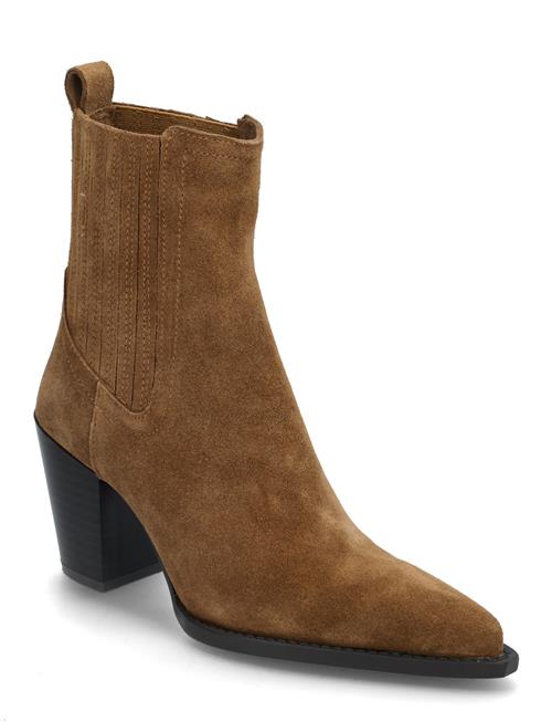 Mango Block-Heel Suede Ankle Boots Mango Brown