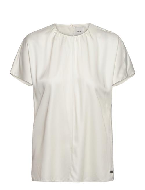 Calvin Klein Natural Sheen Ss Gathered Blouse Calvin Klein White