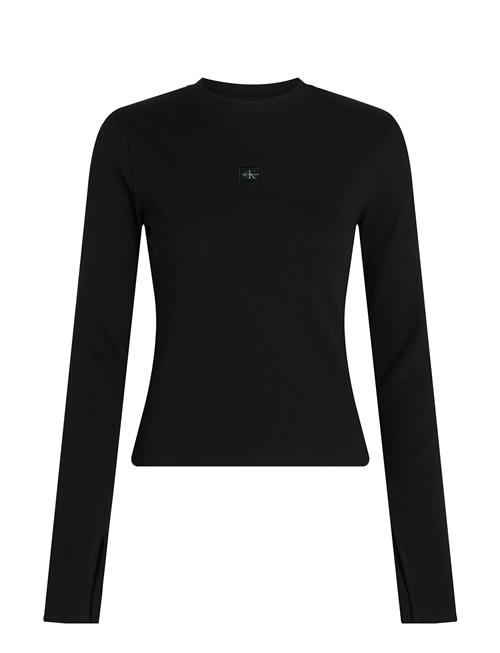 Calvin Klein Jeans Woven Label Rib Ls Top Calvin Klein Jeans Black