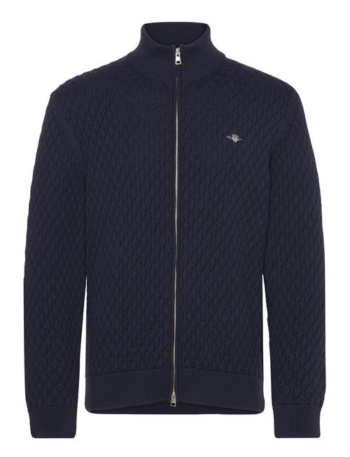 GANT Textured Cotton Zip Cardigan GANT Navy