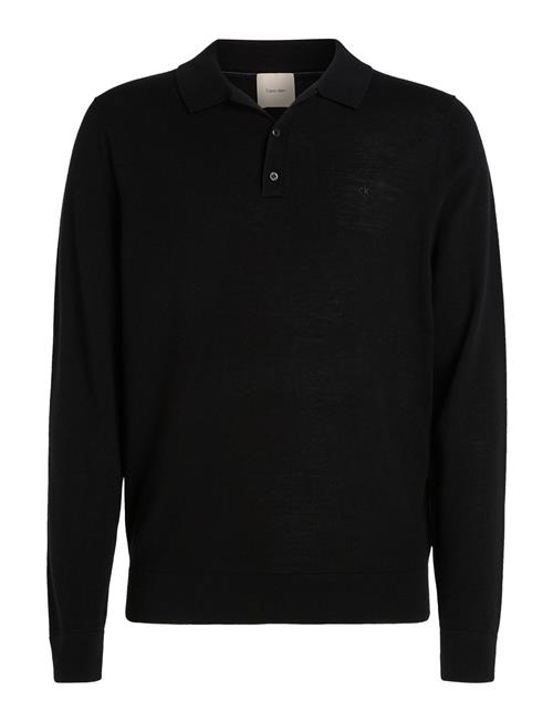 Calvin Klein Merino Rws Polo Sweater Calvin Klein Black