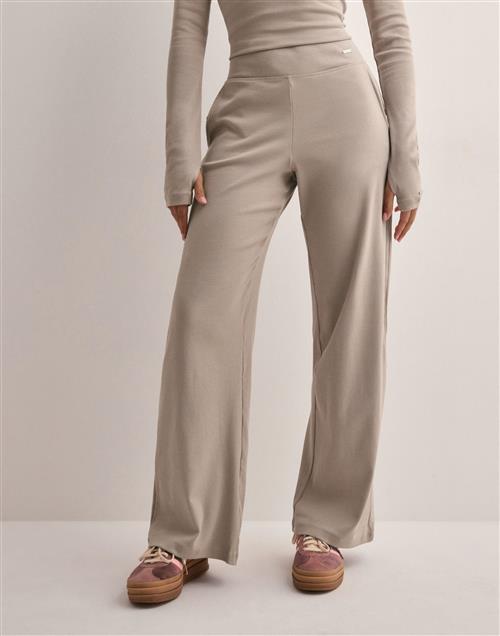 Aim'n - Beige - Ease Ribbed Wide Pants