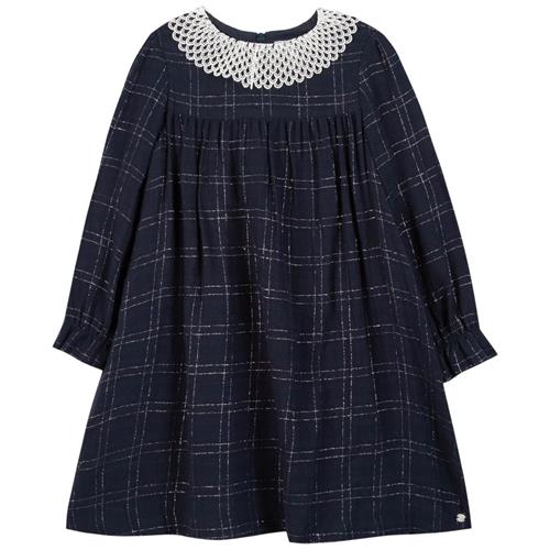 Se Tartine et Chocolat Navy-strikket fritidskjole med metalliske detaljer | Marine blå | 3 years ved Babyshop