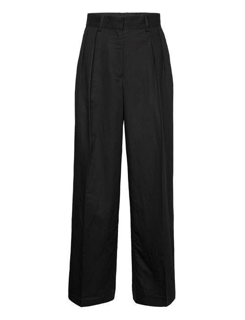 Mango Wideleg Pleated Trousers Mango Black