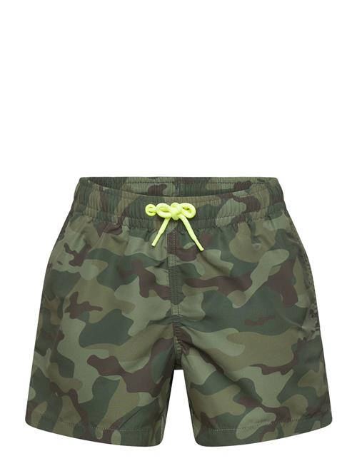 Mango Camouflage Print Swimming Trunks Mango Green