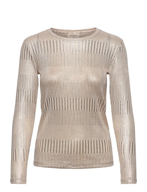 Long-Sleeved T-Shirt From Freequent In A Beautiful Material With A Striped Patte FREE/QUENT Beige