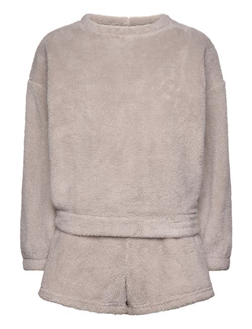 Hunkemöller Pj Short Ls Fluffy Fleece Hunkemöller Beige