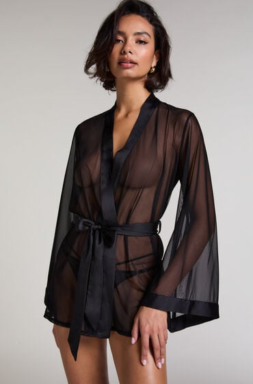 Hunkemöller KIMONO TULLE MAXIME sort