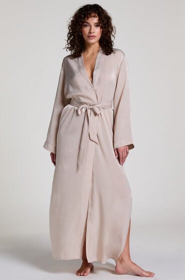 Hunkemöller KIMONO LONG SATIN MINIMAL Beige