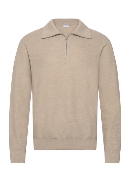 Mango Sweater With Polo-Neck Structure And Zip Mango Beige