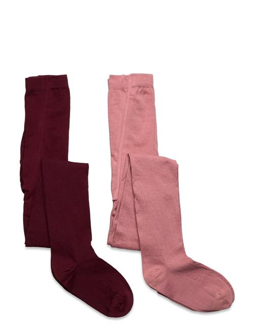 Minymo 2-Pack Stockings W. Pattern Minymo Pink