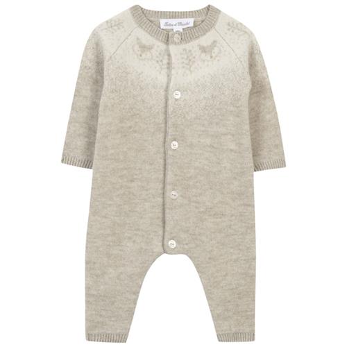 Tartine et Chocolat Uld-kashmir-strikket onesie Heather Sand | Beige | 1 years