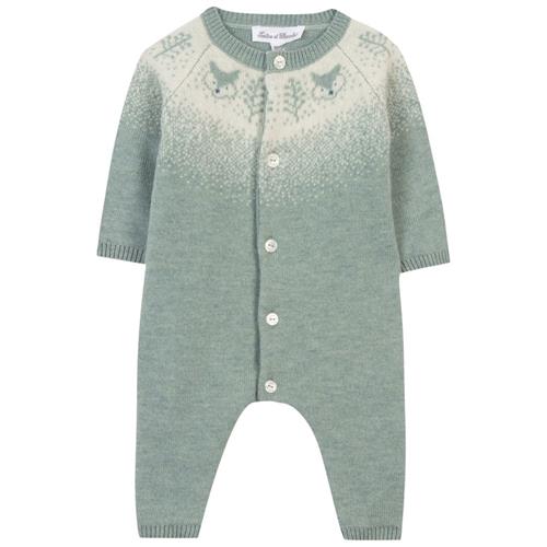 Tartine et Chocolat Heather Jade uld-kashmir-onesie i strikket finish | Grønn | 9 months