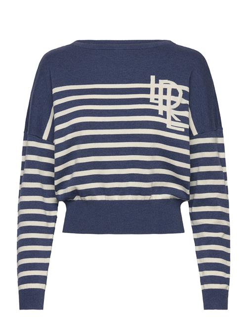 Lauren Ralph Lauren Logo Striped Cotton Boatneck Sweater Lauren Ralph Lauren Blue