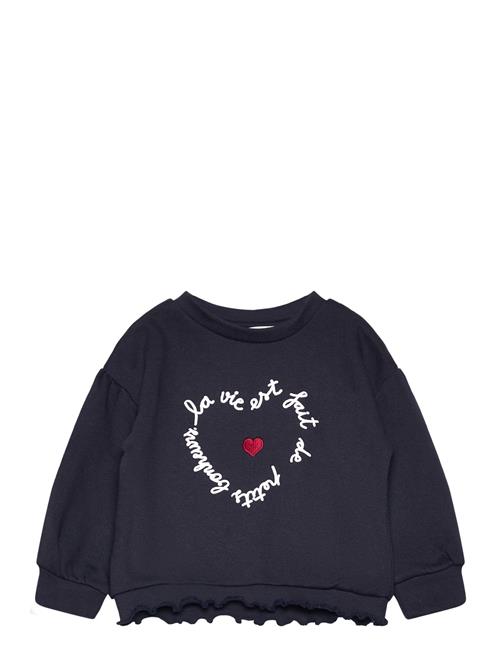 Embroidered Printed Hoodie Mango Navy