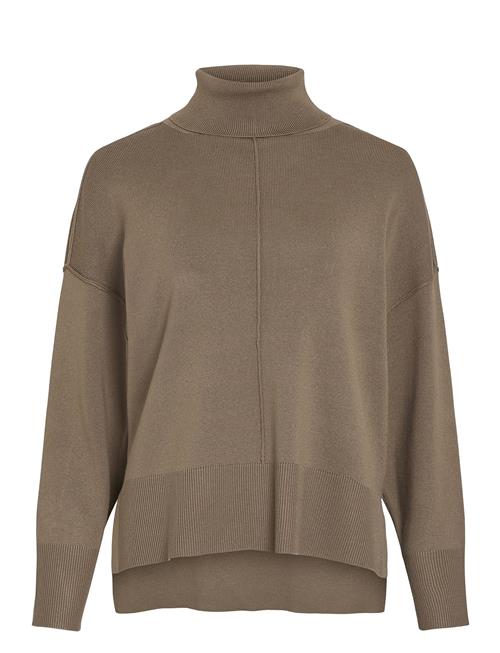 Viostria Rollneck L/S Knit Top-Noos Vila Beige