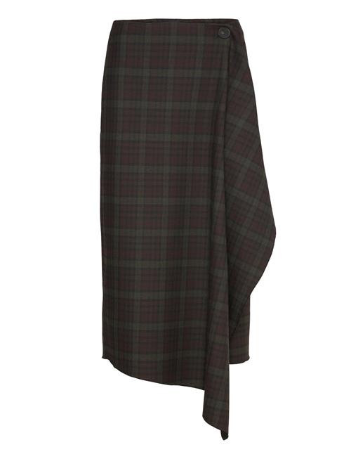 Mango Checked Asymmetric Skirt Mango Brown