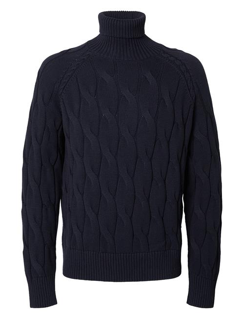 Selected Homme Slhcallo Ls Knit Relaxed Cable Roll Neck Selected Homme Navy