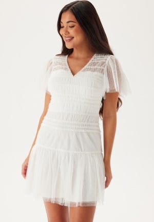 Bubbleroom Occasion Sonia Mesh Frill Dress White S